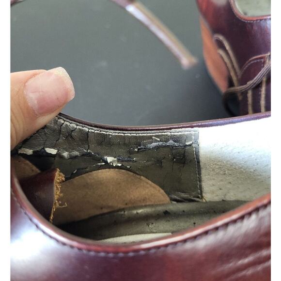 Vintage Coco Line Collection Women's 6 Pointed Toe Red Brown Leather Mule Witchy - Picture 5 of 8